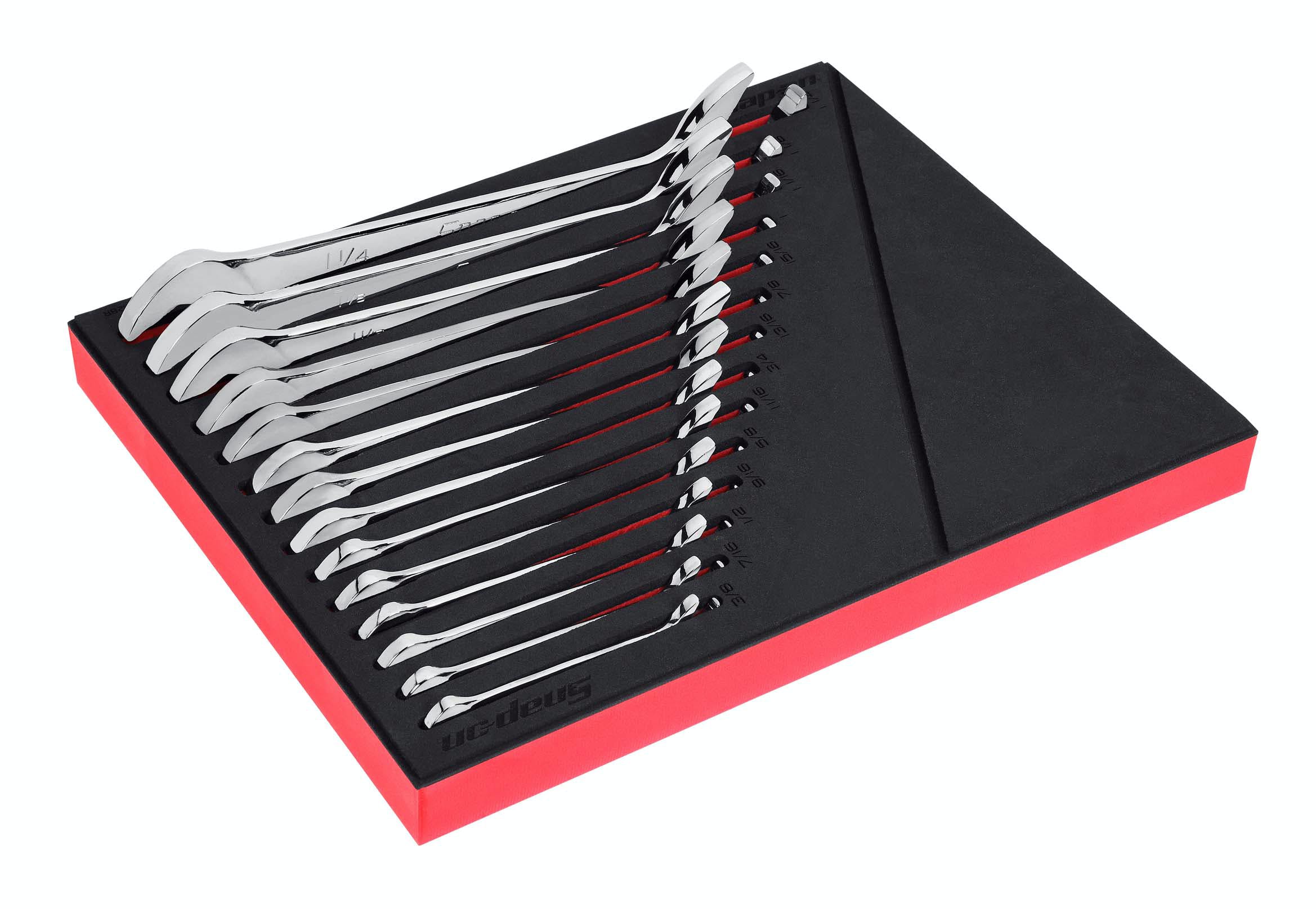 14 pc SAE Flank Drive® Plus Four-Way Angle Head Open-End Wrench Foam Set (3/8-1-1/8 14 pc SAE Flank Drive® Plus Four-Way Angle Head Open-End Wrench Foam Set (3/8-1-1/8